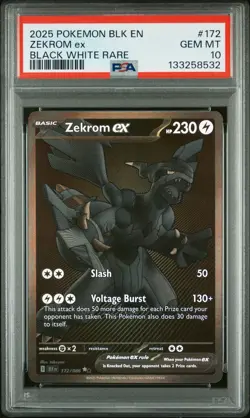 Zekrom Black Bolt 172/086 BWR English Mint/Near Mint PSA 10 - Image 1