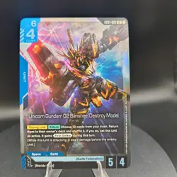 Gundam Card Game Unicorn Gundam 02 Banshee GD01-003 LR+ New Type Rising - Image 1