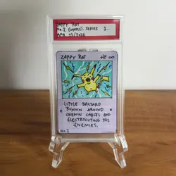 1/1 Original Hand Drawn Zappy Rat Card Slabbed Signed Series 1 No.2 Brokemon - Image 1