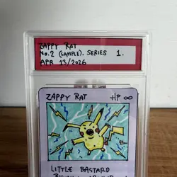 1/1 Original Hand Drawn Zappy Rat Card Slabbed Signed Series 1 No.2 Brokemon - Image 2