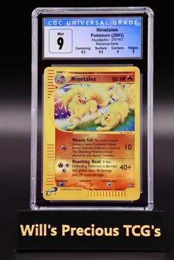 CGC 9 Ninetales 25/147 Aquapolis 2002 Reverse Holo Pokemon Card WOTC Mint - Image 1