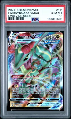 2021 Pokemon Sword & Shield Evolving Skies #111 Fa/Rayquaza Vmax PSA 10 - Image 1