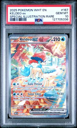 2025 POKEMON WHT EN-WHITE FLARE SPECIAL ILLUSTRATION RARE #167 KELDEO EX PSA 10 - Image 1