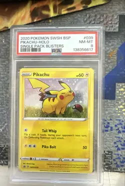 Pikachu SWSH039 SWSH: Sword & Shield Promo Cards Holo PSA 8 - Image 1
