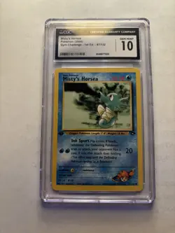 Pokemon CGC 10 GEM MINT 2000 Misty's Horsea 87/132 Gym Challenge Card - Image 1