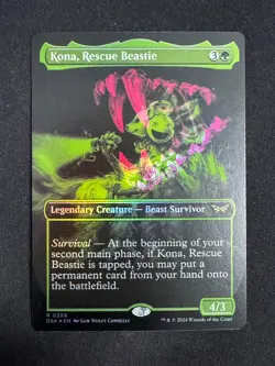 Kona, Rescue Beastie (BORDERLESS FOIL) - Duskmourn (Magic/MTG) - Image 1