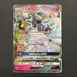 ALOLAN NINETALES GX 132/214 GX ULTRA RARE HOLO LOST THUNDER POKEMON NM/M - Image 1