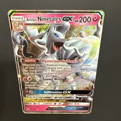 ALOLAN NINETALES GX 132/214 GX ULTRA RARE HOLO LOST THUNDER POKEMON NM/M - Image 3