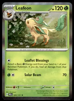 Leafeon 005/131/131 Holo Rare SV: Prismatic Evolutions Pokemon Holo Near Mint - Image 1