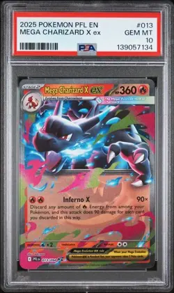2025 POKEMON PFL EN-PHANTASMAL FLAMES #013 MEGA CHARIZARD X EX PSA 10 - Image 1