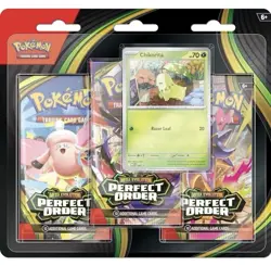 Pokemon Mega Evolution Perfect Order 3-Pack Triple Blister (Chikorita Promo) - Image 1