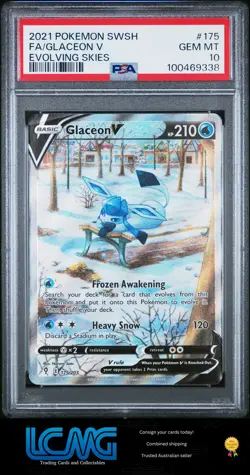 2021 Pokemon Sword & Shield Evolving Skies #175 Glaceon V PSA 10 - Image 1