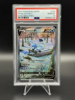 2021 POKEMON SWORD & SHIELD EVOLVING SKIES #175 FULL ART/GLACEON V PSA 10 - Image 1