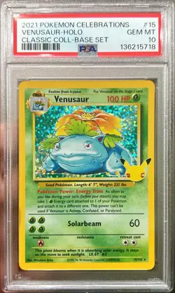 2021 Pokemon Venusaur 25th Celebrations Classic Collection 15/102 PSA 10 Gem - Image 1