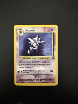 INK SMEAR ERROR MISPRINT Haunter 6/62 Fossil Holo Rare Unlimited Pokemon Card - Image 1