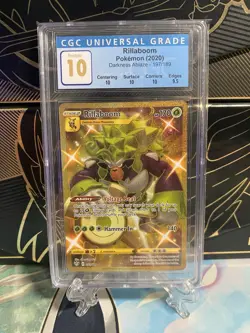 Pokemon Darkness Ablaze CGC 10 Pristine Rillaboom 197/189 Secret Rare Shiny Gold - Image 1