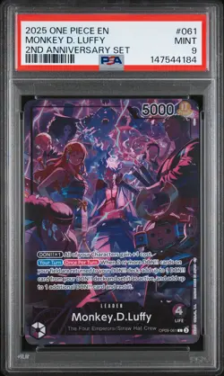 2025 ONE PIECE ENGLISH VERSION 2ND ANNIVERSARY SET #061 MONKEY D. LUFFY PSA 9 - Image 1