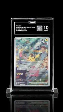 Pikachu 173/165 Scarlet & Violet 151 Illustration Rare TAG 10 Holo Pokemon Card - Image 3