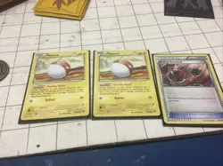 Pokemon Cards Lot, Mixed Set w/ Dice, Pins, Key Chain, pucks, & Tin. 105 cards. - Image 4
