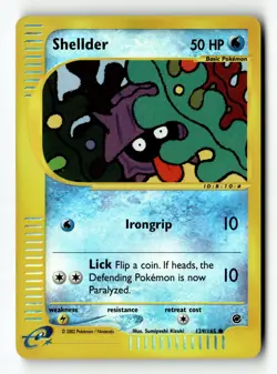 Pokemon Card Shellder Reverse Holo LP Expedition 129/165 - Image 1