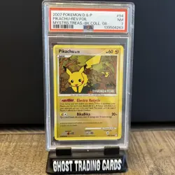 2007 POKEMON DIAMOND PEARL MYSTERIOUS TREASURES PSA 7 #94 PIKACHU REVERSE FOIL - Image 1