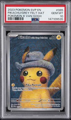 2023 POKEMON SVP EN-SV BLACK STAR PROMO #085 PIKACHU WITH GREY FELT HAT PSA 10 - Image 1