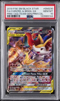 2019 POKEMON SM BLACK STAR PROMO #SM230 FULL ART/CHARIZARD & BRAIXEN GX PSA 10 - Image 1