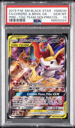2019 POKEMON SM BLACK STAR PROMO #SM230 FULL ART/CHARIZARD & BRAIXEN GX PSA 10 - Image 1