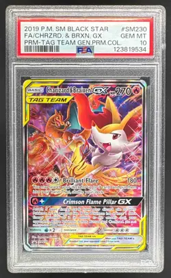 2019 Pokemon SM Tag Team Promo #SM230 Charizard Braixen GX PSA 10 123819534 - Image 1