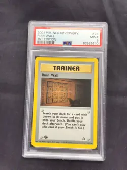 Pokemon Cards: 1st Edition Neo Discovery Uncommon: Ruin Wall 74/75: PSA 9 - Image 1