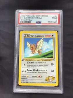 Pokemon Cards: Gym Heroes 1st Edition Common : Lt. Surge's Spearow 83/132 PSA 9 - Image 1
