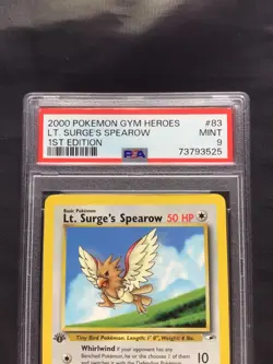 Pokemon Cards: Gym Heroes 1st Edition Common : Lt. Surge's Spearow 83/132 PSA 9 - Image 3