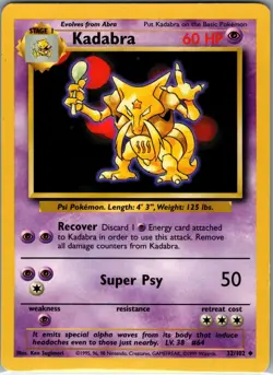 Kadabra 32/102 Non Holo Base Set - Pokemon Card - NM - Image 1