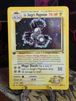 Lt. Surge's Magneton 8/132 Holo Rare 1st Edition Gym Heroes Pokemon Card - Image 1
