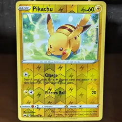 Pikachu 065/202 LP/NM Reverse Holo Sword and Shield Base Set Foil Pokemon Card - Image 1
