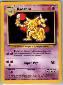 Kadabra 32/102 Non Holo Base Set - Pokemon Card - NM - Image 1