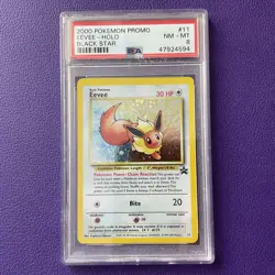 2000 POKEMON PROMO BLACK STAR #11 EEVEE-HOLO PROMO-POKEMON LEAGUE PSA 8 - Image 1