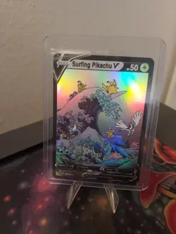 Pokemon Surfing PIKACHU V Waifu Doujin Ultra Rare Foil ACG Art - Image 1