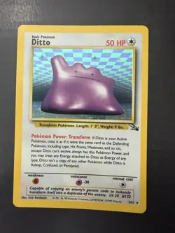 Wizards of the Coast Pokemon TCG Fossil Ditto Holo Rare 3/62 50 HP 1999 EN - Image 1