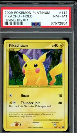 Pikachu 112/111 Pokemon TCG Rising Rivals Graded PSA 8 NM-MT - Image 1