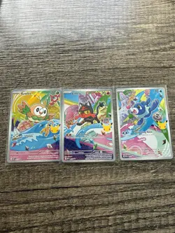 Pokemon First Partner Illustration Collection | Gen 7 Starters | Set Of 3 - Image 1