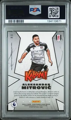 Aleksandar Mitrovic 2020-21 Prizm Premier League Kaboom PSA 8 #14 Case Hit - Image 2