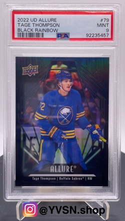 2022-23 Upper Deck Allure Black Rainbow #79 Tage Thompson PSA 9 Buffalo Sabres - Image 1
