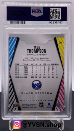 2022-23 Upper Deck Allure Black Rainbow #79 Tage Thompson PSA 9 Buffalo Sabres - Image 2