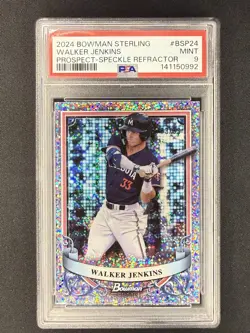 2024 Bowman Sterling - Walker Jenkins #BSP-24 Speckle Refractor /99 PSA 9 - Image 1