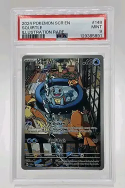 PSA 9 MINT Squirtle STELLAR CROWN #148 ILLUSTRATION RARE Pokemon Card Mint 🔥 - Image 3