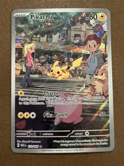 Pikachu 173/165 Illustration Rare SV: Scarlet & Violet 151 Holo Pokemon TCG - NM - Image 1
