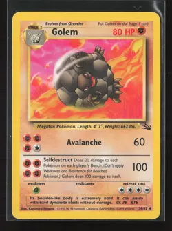 Golem 36/62 Uncommon Fossil Pokemon NM Pack Fresh - Image 2