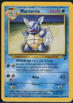 Wartortle 42/102 Uncommon Base Set 2 Unlimited Pokemon NM - Image 2
