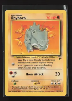 Rhyhorn 90/130 Common Base Set 2 Pokemon LP - Image 2